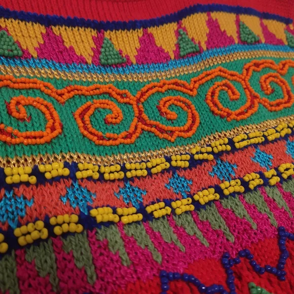 Vintage DKNY Donna Karan New York Women's Beaded Sequin Coogi sweater vest funky - Picture 8 of 8